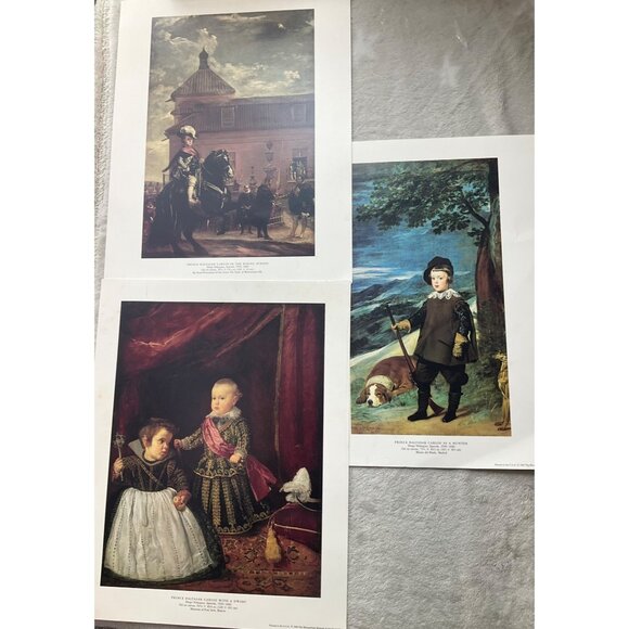 Lot Of 3 Vintage Art Prints By Diego Velázquez Prince Baltasar Carlos Scenes - Picture 2 of 12